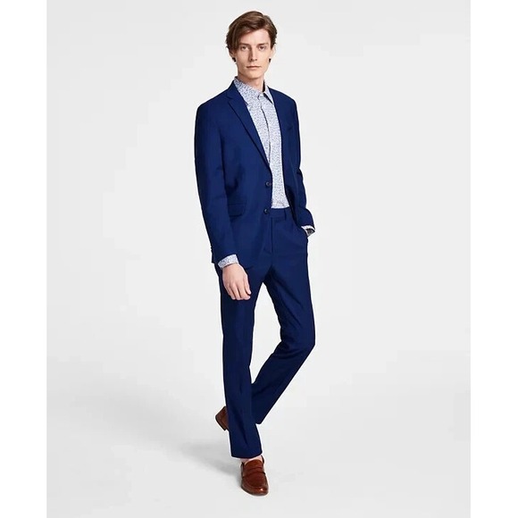 Kenneth Cole Reaction 2-pc Suit Blazer Jacket 44R Pant 36Wx30L Blue E06853‎